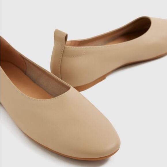 Quince Italian Leather Glove Ballet Flat Womens 9.5 Almond Tan Leather Shoes New - Picture 1 of 7